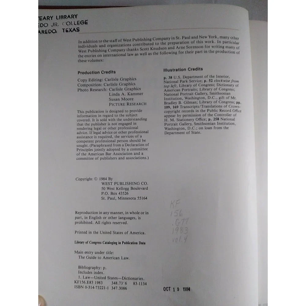 The Guide to American Law Everyone's Legal Encyclopedia Volume 4 CTA-Espionage